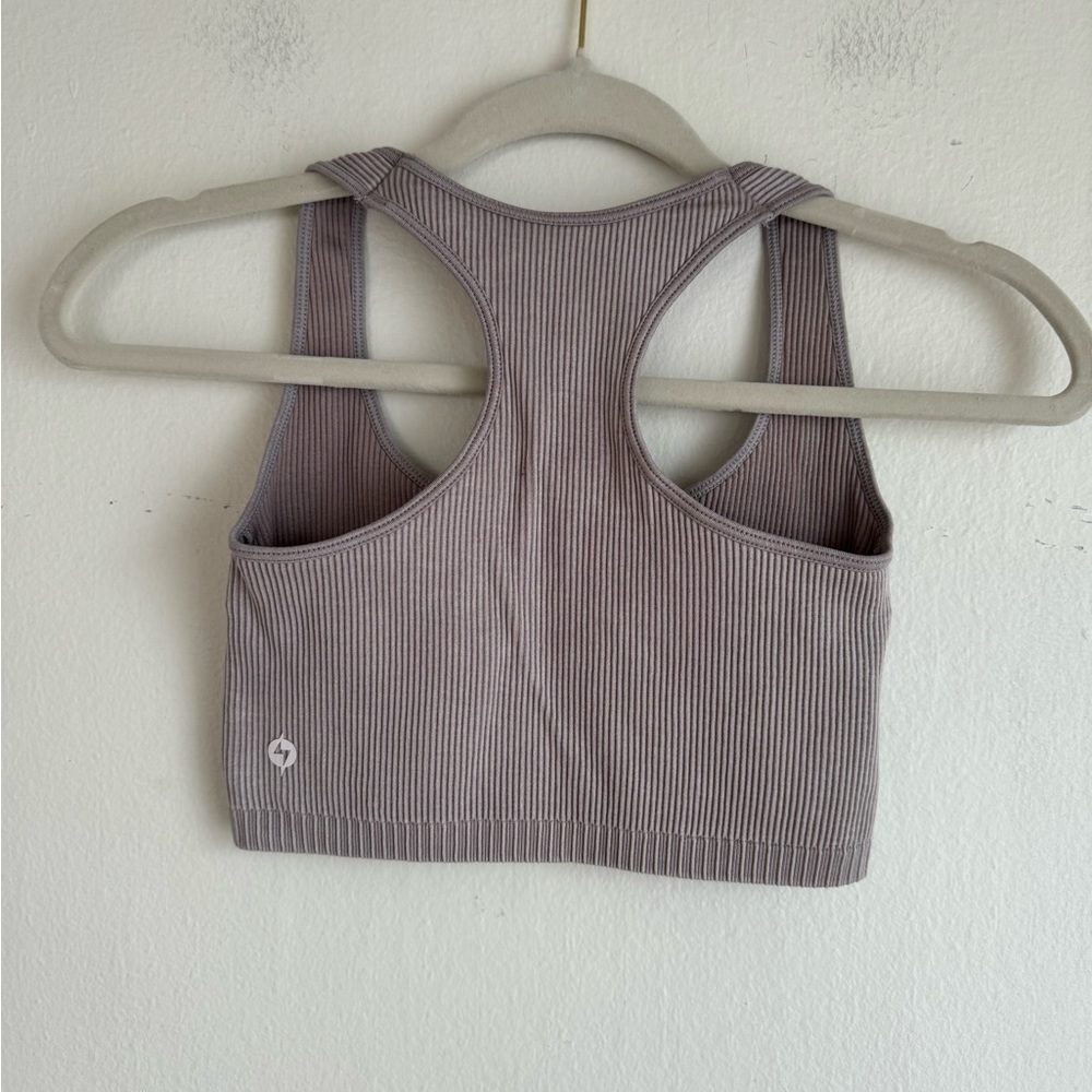 Women's Ribbed Mauve Sports Bra - Picture 5 of 5